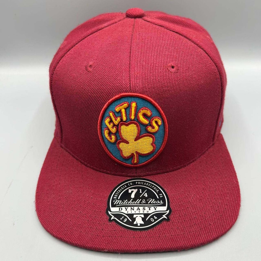 Boston Celtics NBA Hat Men 7 1/4 Red Blue Mitchell & Ness Fitted Cap HWC